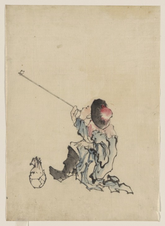 Katsushika Hokusai, Person with a pipe (Kunst,Völkerkunde,Japanische Kunst,Rauchen)
