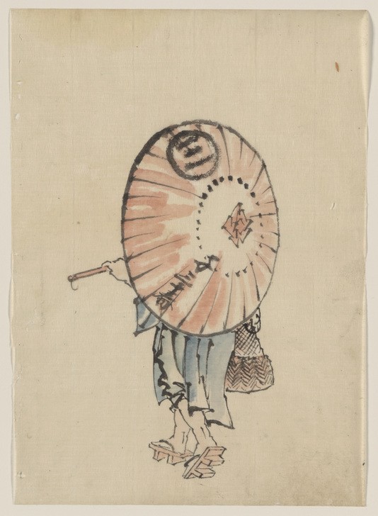 Katsushika Hokusai, Person with umbrella (Kunst,Völkerkunde,Japanische Kunst,Regenschirm)