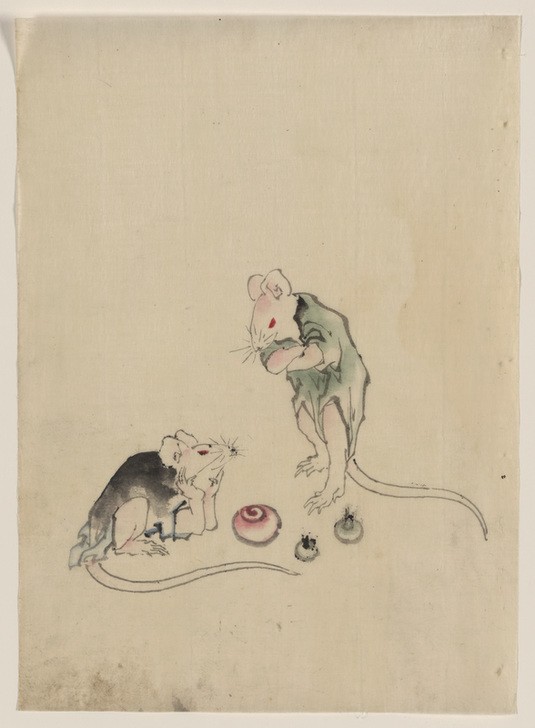 Katsushika Hokusai, Two mice (Kunst,Völkerkunde,Japanische Kunst,Konfrontation)