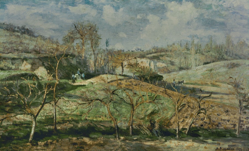 Camille Pissarro, Märzsonne, Pontoise (Kunst,Landschaft,März,Impressionismus,Französische Kunst,Vorfrühling)