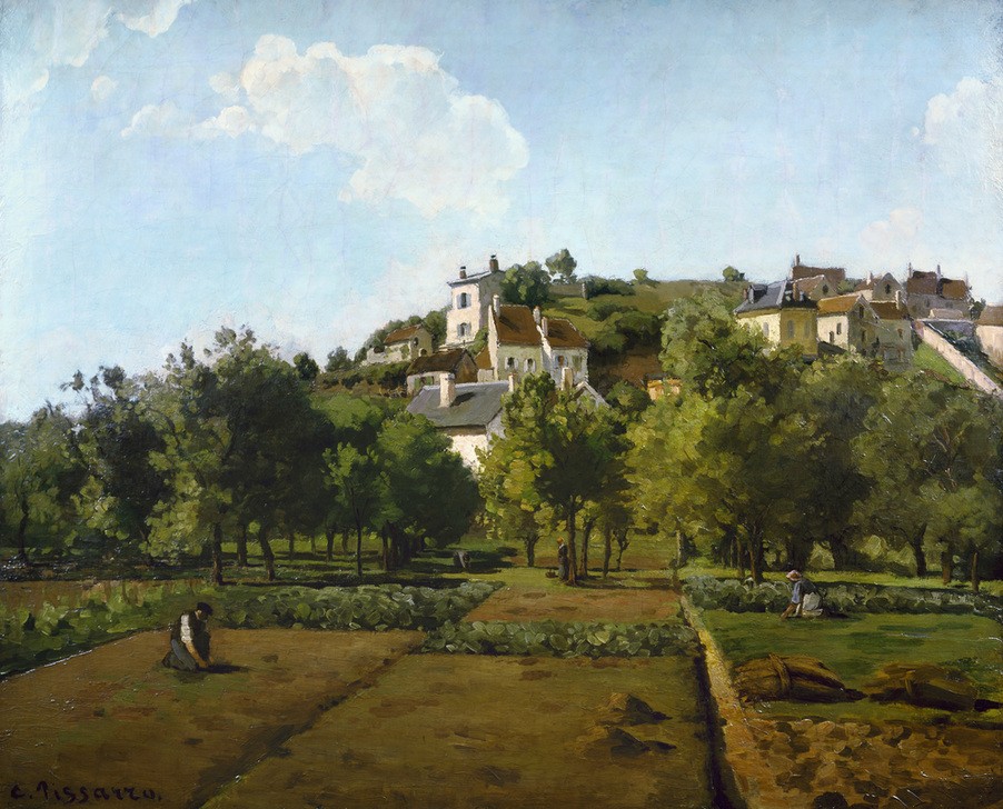 Camille Pissarro, Der Garten von Maubuisson, Pontoise (Kunst,Landschaft,Gemüsegarten,Impressionismus,Schule Von Barbizon,Französische Kunst,Gemüseanbau,Landwirtschaft,Nutzgarten,Gartenbau)