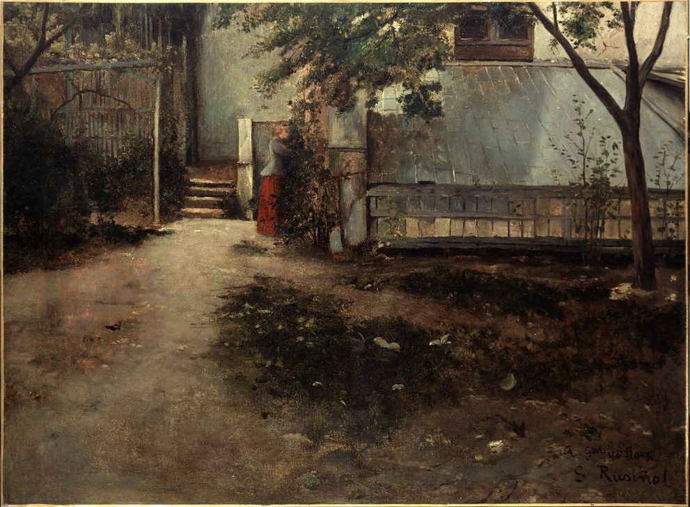 Santiago Rusinol, El patio de mi casa (Gewächshaus,Spanische Kunst,Katalanische Kunst,Malen,Patio)