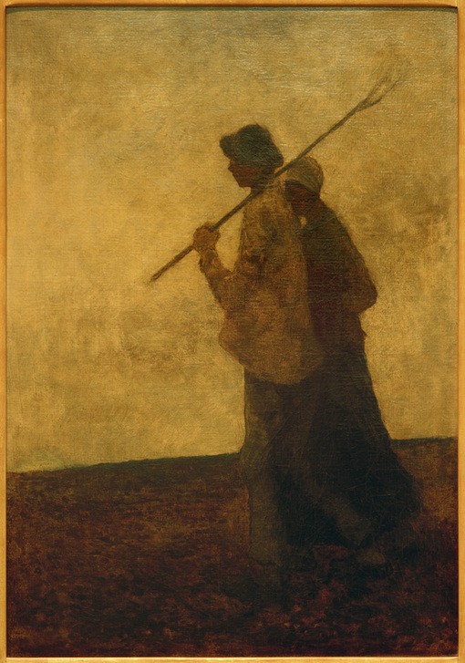 Johan Thorn Prikker, Rückkehr vom Feld (Arbeit,Bauer (Landwirt),Ehepaar,Ernte,Frau,Kunst,Landschaft,Mann,Mensch,Sonnenuntergang,Tageszeiten,Abend,Impressionismus,Bäuerin,Kopie,Heimkehr,Niederländische Kunst,Feld,Holländische Kunst,Paar,Landleben,Dämmerung,Heugabel,Landbevölkerung,Rückkehr,Landa)