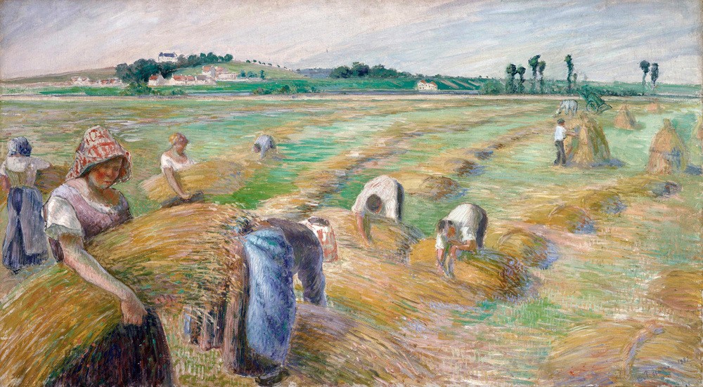 Camille Pissaro, The Harvest, 1882 (Ernte,Landarbeiter,Sommer,Impressionismus,Heu,Genre,Feld,Natur)