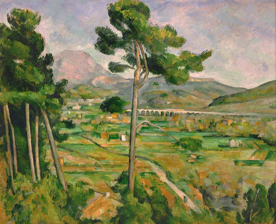 Paul Cézanne, La Montagne Sainte-Victoire, vue de Bellevue (Brücke,Kunst,Landschaft,Impressionismus,Baum,Französische Kunst,Pinie,Berg)