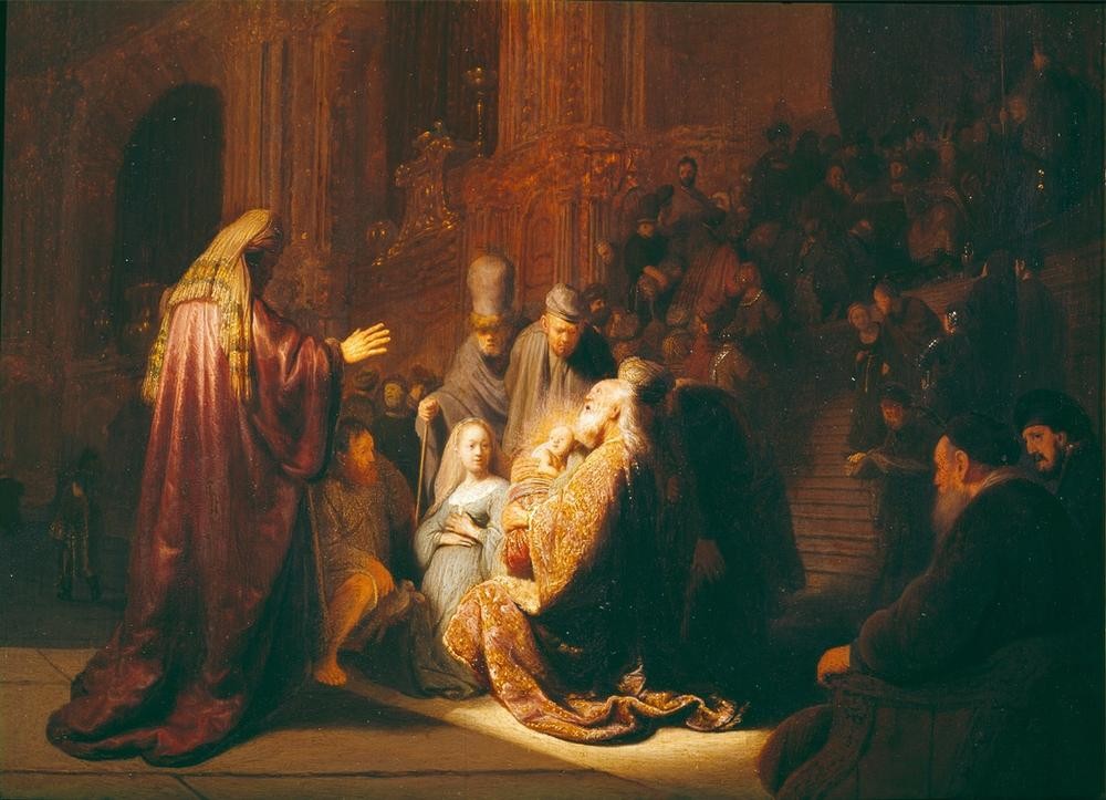 Rembrandt Harmenszoon van Rijn, Simeon im Tempel (Christentum,Religion,Barock,Neues Testament,Bibel,Niederländische Kunst,Darstellung Im Tempel,Holländische Kunst,Kindheit Jesu,Protestantismus,Folgen Der Reformation,Ausschnitt)