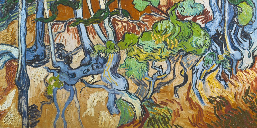 Vincent van Gogh, Baumwurzeln und Baumstämme (Kunst,Landschaft,Wald,Impressionismus,Niederländische Kunst,Holländische Kunst,Wurzel (Botanik),Baumstamm)