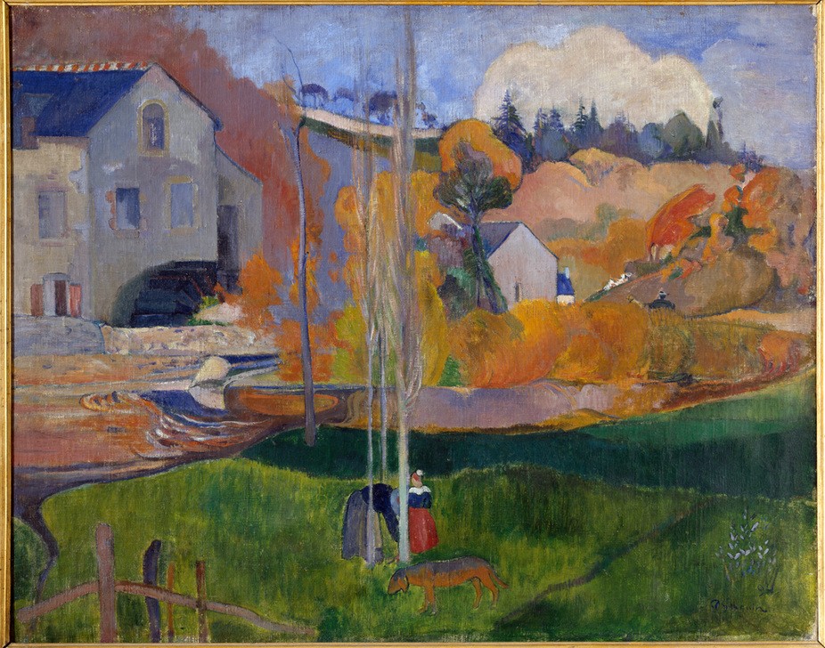 Paul Gauguin, Paysage de Bretagne. Le moulin David (Herbst,Kunst,Landschaft,Mühle,Windmühle,Wind,Französische Kunst,Synthetismus,Landwirtschaft)