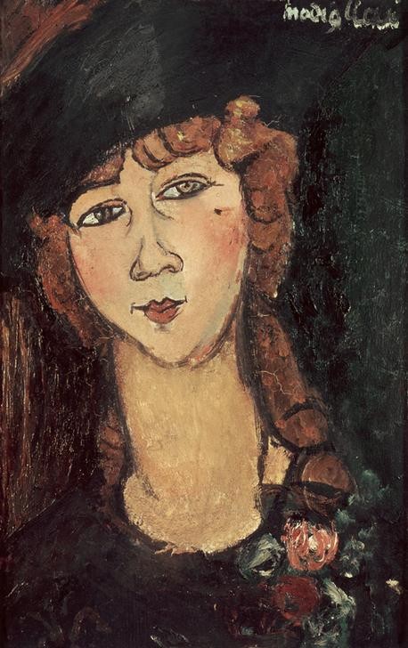 Amedeo Modigliani, Lolotte (Damenhut,Frau,Kunst,Mensch,Portrait,Italienische Kunst,Kopf,Junge Frau,Ecole De Paris)