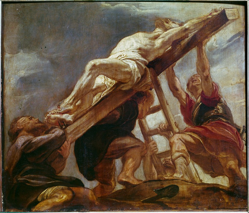 Peter Paul Rubens, Die Kreuzaufrichtung (Christentum,Flämische Kunst,Hinrichtung,Kreuz,Religion,Barock,Neues Testament,Bibel,Kreuzigung,Bozzetto,Niederländische Kunst,Kreuzaufrichtung,Passion Christi,Diagonalkomposition)