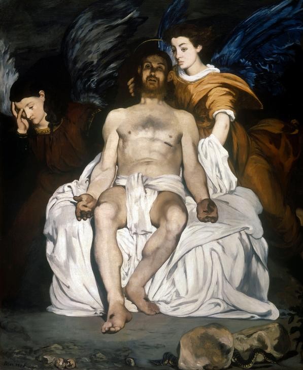 Edouard Manet, Le Christ mort et les anges (Christentum,Engel,Kunst,Leiche,Religion,Neues Testament,Bibel,Totenklage,Pieta,Französische Kunst,Passion Christi)