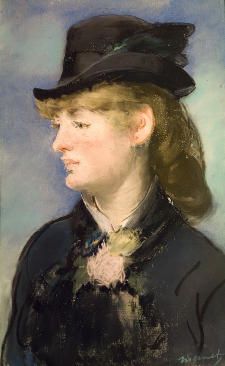 Edouard Manet, Le modèle de la serveuse du ‘bar aux Folies-Bergère' (Damenhut,Damenmode,Frau,Kopfbedeckung,Kunst,Mensch,Mode,Hut,Portrait,Französische Kunst,Junge Frau)