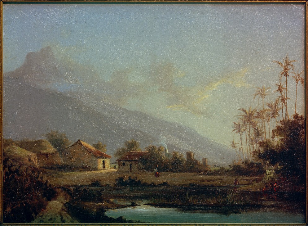 Fritz Melbye, Tropenlandschaft (Kunst,Landschaft,Palme,Realismus,Dänische Kunst,Ansicht,Tropen)
