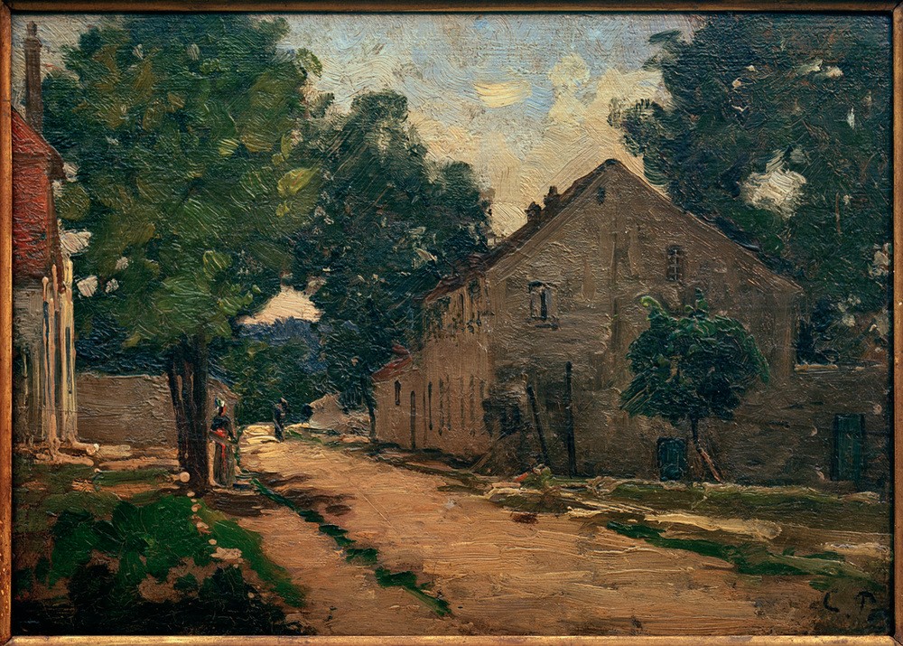 Camille Pissarro, Straße nach Port-Marly (Haus,Kunst,Landstrasse,Landschaft,Verkehrswege,Strasse (Allgemein),Wohnhaus (Allgemein),Französische Kunst)