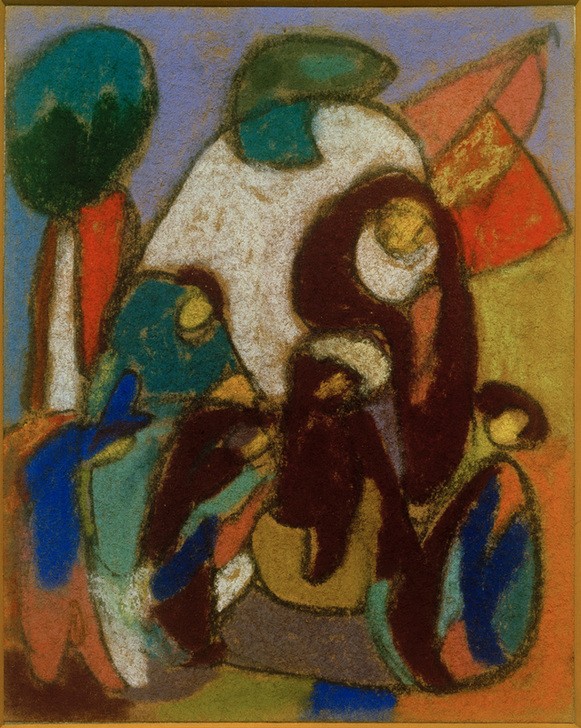 Adolf Hölzel, Figurengruppe (Deutsche Kunst,Gruppenbild,Kunst,Landschaft,Mensch,Abstrakte Kunst,Deutscher Künstlerbund,Farben,Abstraktion,Farbigkeit)