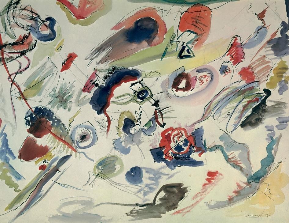 Wassily Kandinsky, Ohne Titel (Erstes abstraktes Aquarell) (Kunst,Erster,Erste,Erstes,Der Blaue Reiter,Abstrakte Kunst,Russische Kunst,Abstraktion)