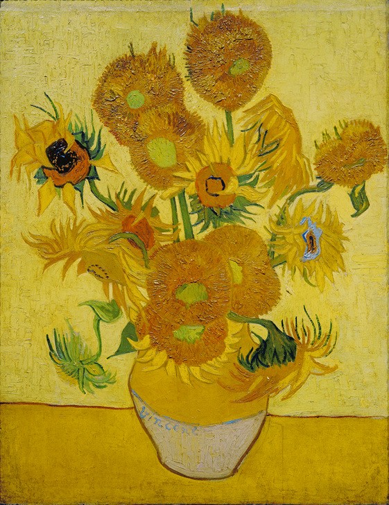 Vincent van Gogh, Sonnenblumen (Botanik,Kunst,Sonnenblume,Impressionismus,Stillleben,Blumenstrauss,Vase,Niederländische Kunst,Holländische Kunst,Blume)