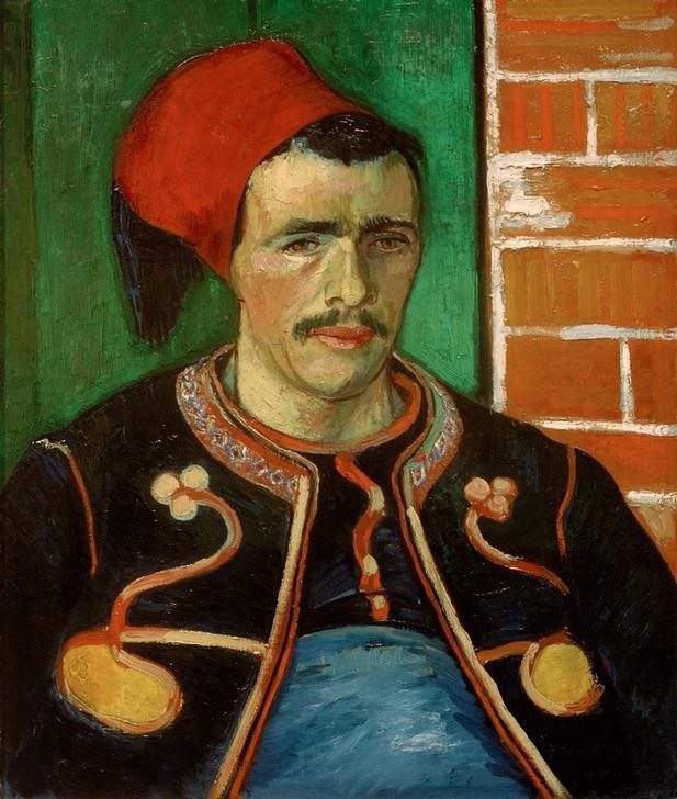 Vincent van Gogh, Der Zuave (Hilfstruppen,Länder,Mann,Militär,Völkerkunde,Impressionismus,Uniform,Portrait,Zuave,Fez (Hut),Niederländische Kunst,Kolonialtruppen)