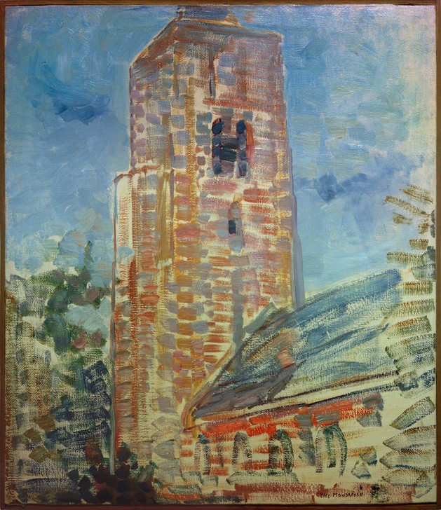 Piet Mondrian, Kirche in Oostkapelle (Kirche,Kunst,Turm,Fauves,Architekturdarstellung,Niederländische Kunst,Kirchturm,Jahrhundertwende,Sakralbau)