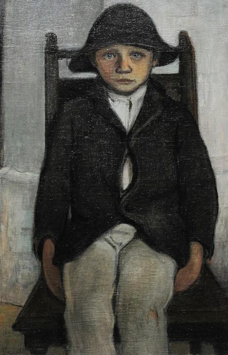 Wladyslaw Slewinski, Orphan boy from Poronin (Waisenkind, Knabe, Junge, sitzend, Stuhl, Mütze, schüchtern, Pole, Modernismus, Klassische Moderne, Wunschgröße, Wohnzimmer)