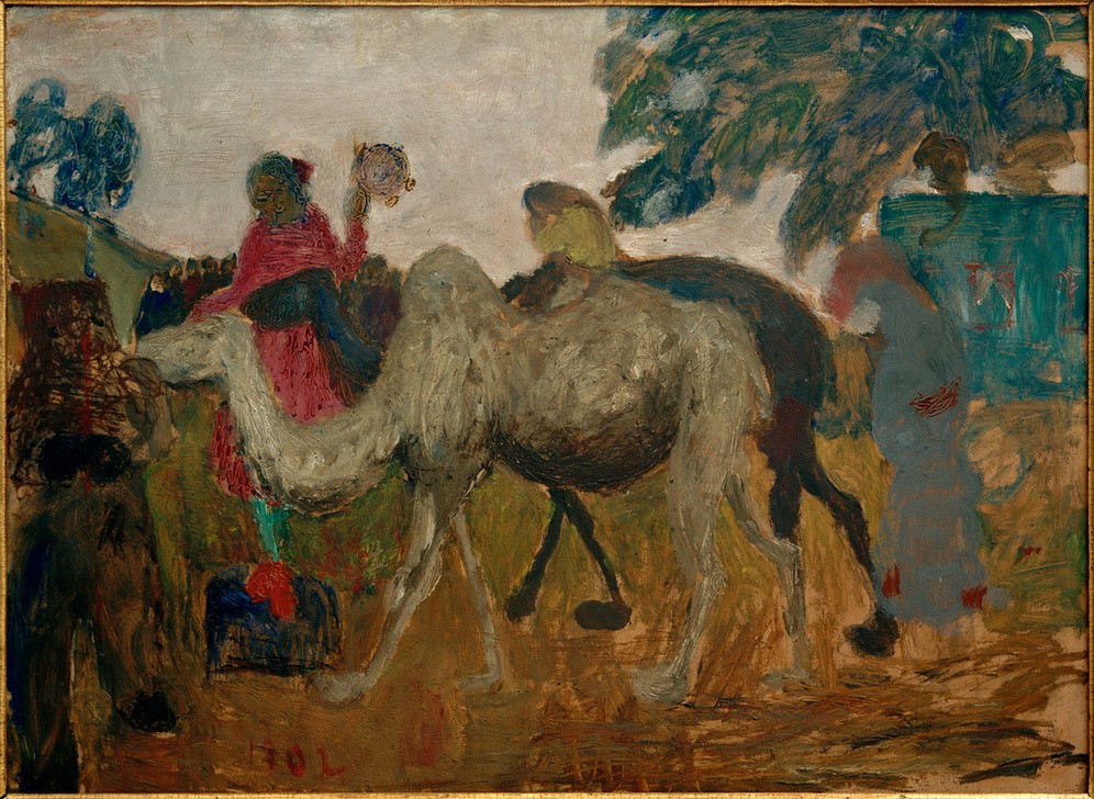 Paula Modersohn-Becker, Jahrmarkt am Weyerberg (Deutsche Kunst,Fahrendes Volk,Feste,Gesellschaft,Jahrmarkt,Kamel,Kunst,Mensch,Freizeit,Volksfest,Frauenkunst,Tier,Worpsweder Künstlerkolonie,Jahrhundertwende,Mensch Und Tier)