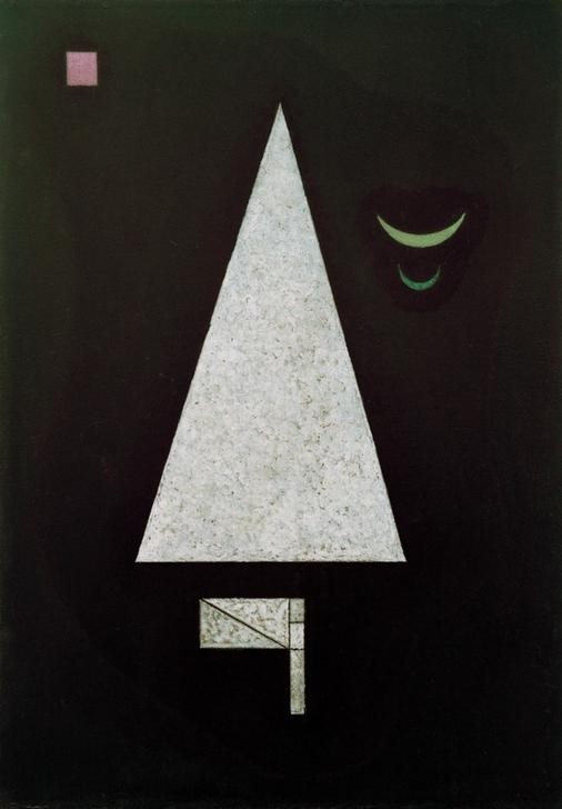 Wassily Kandinsky, Weiße Schärfe (Bauhaus,Geometrie,Kunst,Geometrisch,Abstrakte Kunst,Russische Kunst,Dreieck,Abstraktion,Form,Farbigkeit,Farbe)