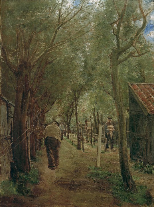 Max Liebermann, Seilerbahn  (Impressionismus, Seiler, Handwerk, Garten, Mann, Tracht,  Menschen, Malerei, Menschen, Wunschgröße, Wohnzimmer, Treppenhaus, bunt)