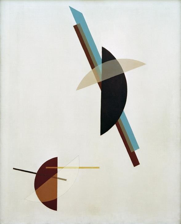Laszlo Moholy-Nagy, Auf weißem Grund (Bauhaus,Geometrie,Kunst,Konstruktivismus,Abstrakte Kunst,Ungarische Kunst,Abstraktion,Halbkreis,Form)
