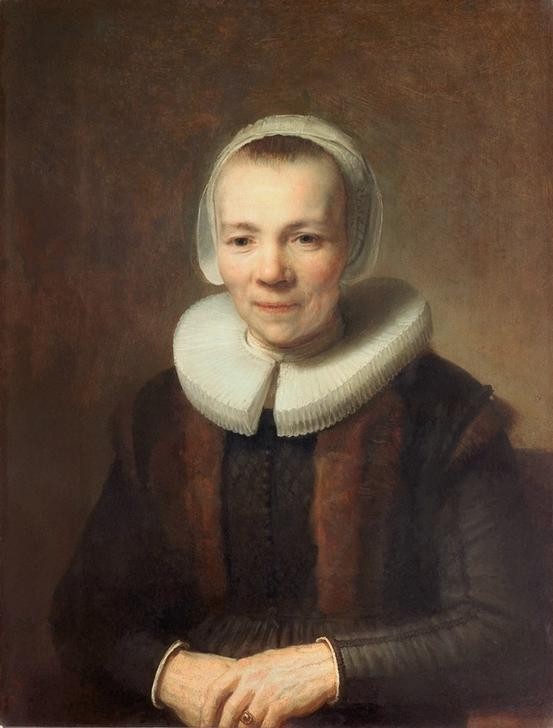 Rembrandt Harmenszoon van Rijn, Bildnis der Baertje Martens (Frau,Kunst,Mensch,Barock,Portrait,Bürgertum,Niederländische Kunst,Holländische Kunst,Kragen,Halbfigur)