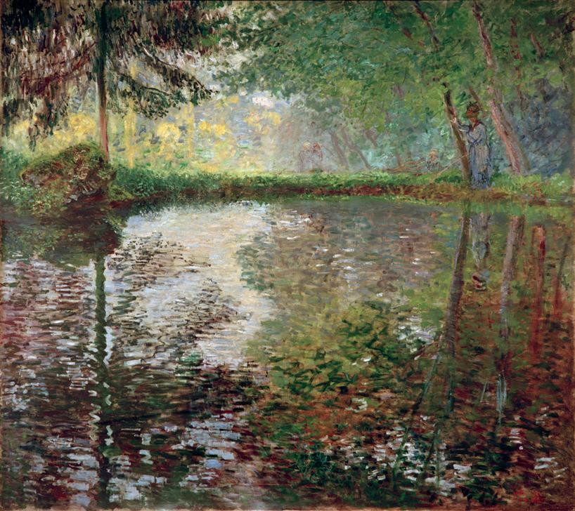 Claude Monet, L’étang à Montgeron (Gewässer,Kunst,Landschaft,Wald,See,Spiegelung,Französische Kunst, Impressionismus, Wunschgröße, Wohnzimmer, Klassiker, Malerei,)