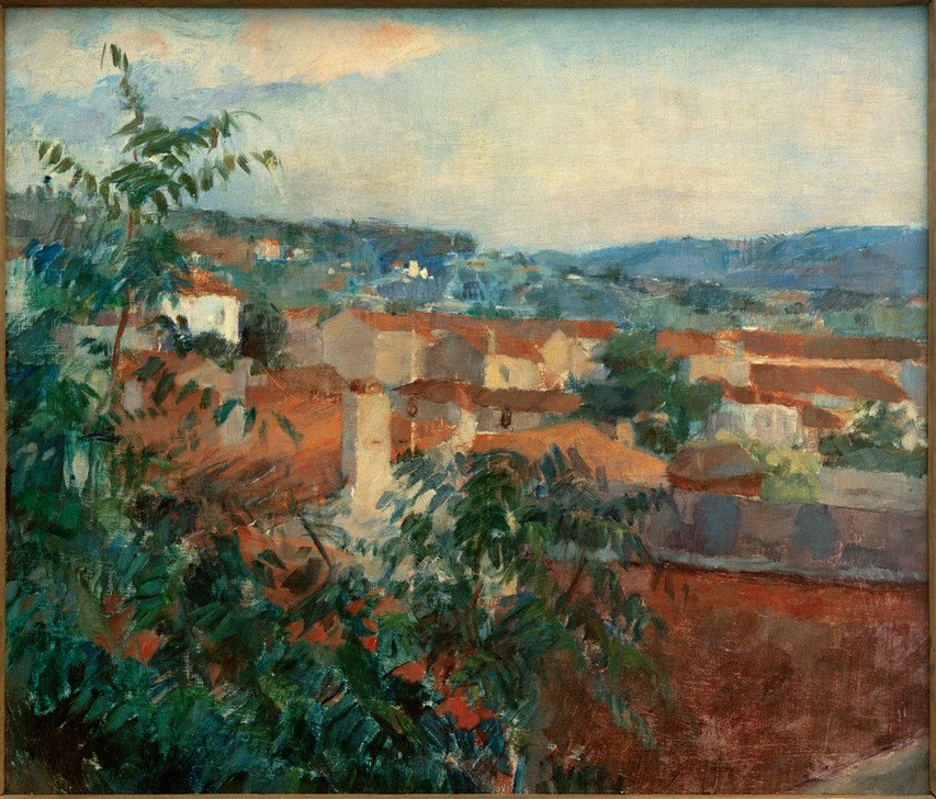 Hans Sutter, Landschaft bei St. Tropez (Deutsche Kunst,Dorf,Haus,Kunst,Landschaft,Impressionismus,Strauch)