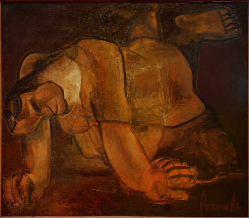 Constant Permeke, Die Jäterin (ARBEIT, FLÄMISCHE KUNST, FRAU, KUNST, EXPRESSIONISMUS, GARTENARBEIT, BELGISCHE KUNST, FRAUENLEBEN, FRAUENARBEIT, JÄTEN, KNIEN, GARTENBAU)