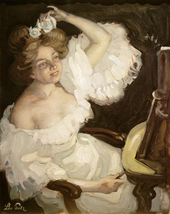 Leo Putz, Vor dem Spiegel  (Mensch und Gesellschaft,  Wunschgröße, Impressionismus, Klassische Moderne, Wohnzimmer,)