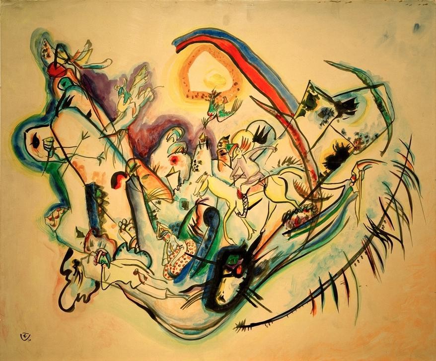 Wassily Kandinsky, Feuervogel (Kunst,Literatur,Märchen,Mensch,Mythologie,Vogel,Reiter,Fabelwesen,Der Blaue Reiter,Abstrakte Kunst,Russische Kunst,Volkssage,Tier,Abstraktion)