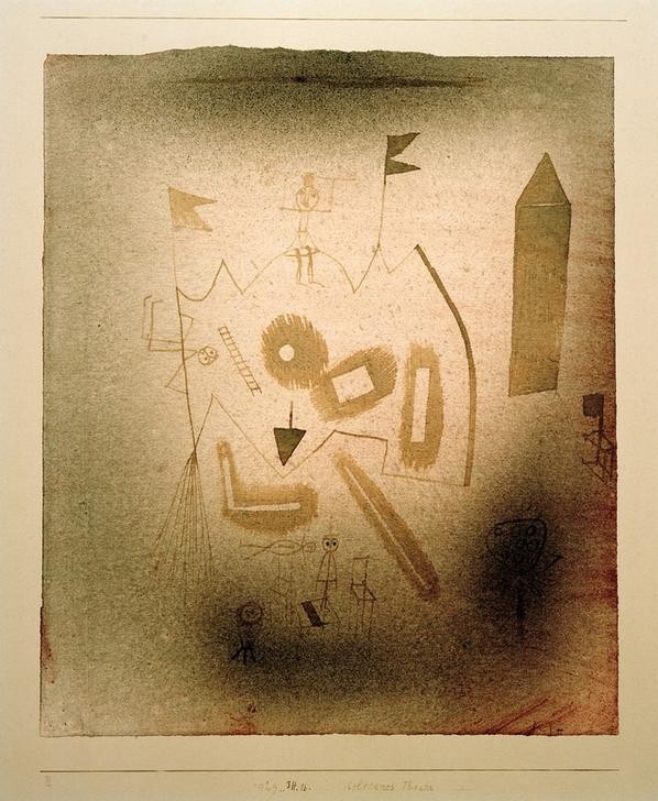 Paul Klee, Seltsames Theater (Deutsche Kunst,Seiltänzer,Theater,Zirkus (Theater),Bühne,Akrobat,Schweizerische Kunst,Seiltänzerin)