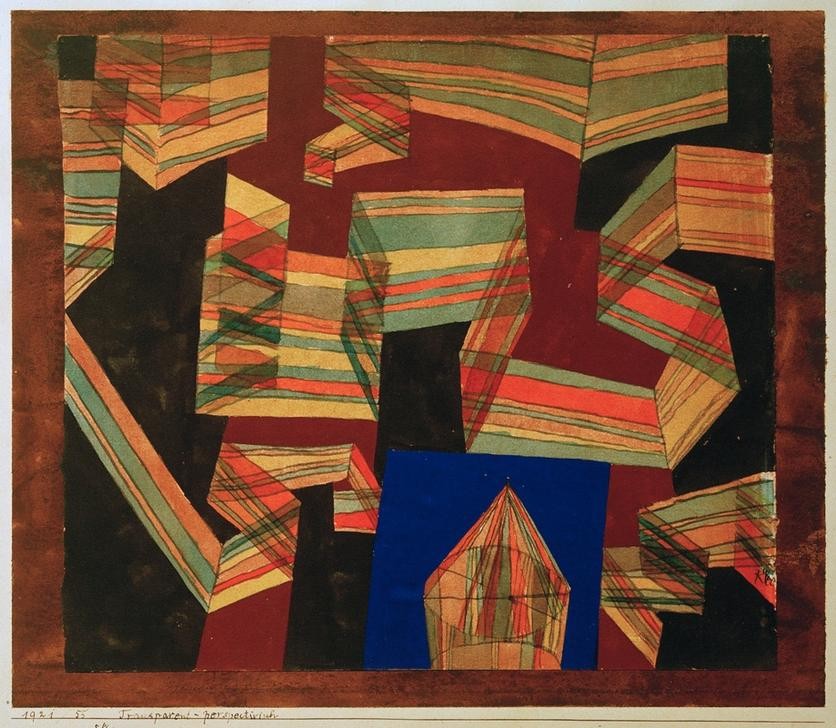 Paul Klee, Transparentperspectivisch (Bauhaus,Deutsche Kunst,Geometrie,Geometrisch,Perspektive,Abstrakte Kunst,Schweizerische Kunst,Transparenz,Abstraktion,Streifen)