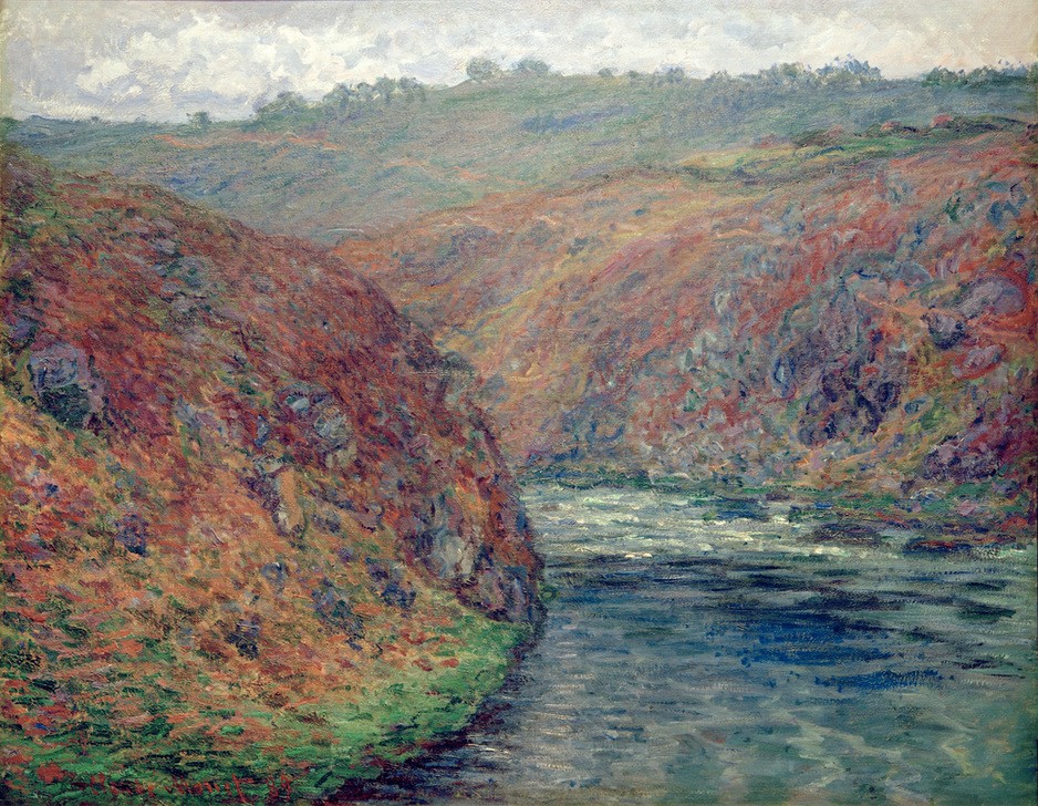 Claude Monet, Vue de Creuse, temps sombre (Fluss, Tal, Flussbett, Wetter, Landschaft, Landschaftsmalerei, Französische Kunst, Impressionismus, Wunschgröße, Wohnzimmer, Klassiker, Malerei,)