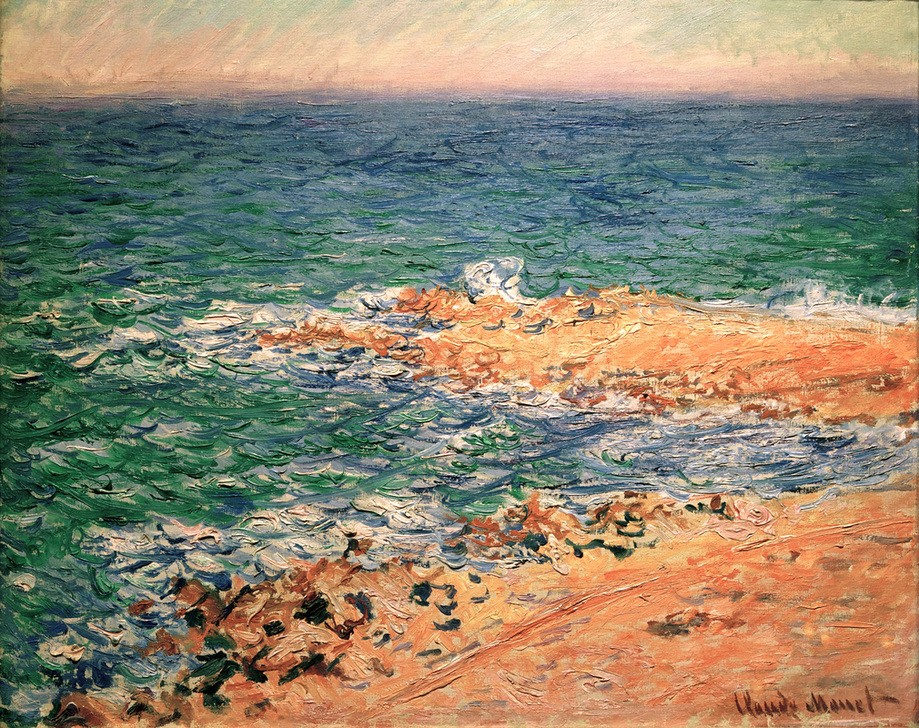 Claude Monet, Vue de la mer (Meer, Strand, Sand, Horizont, Meeresbrise, Französische Kunst, Impressionismus, Wunschgröße, Wohnzimmer, Klassiker, Malerei,)