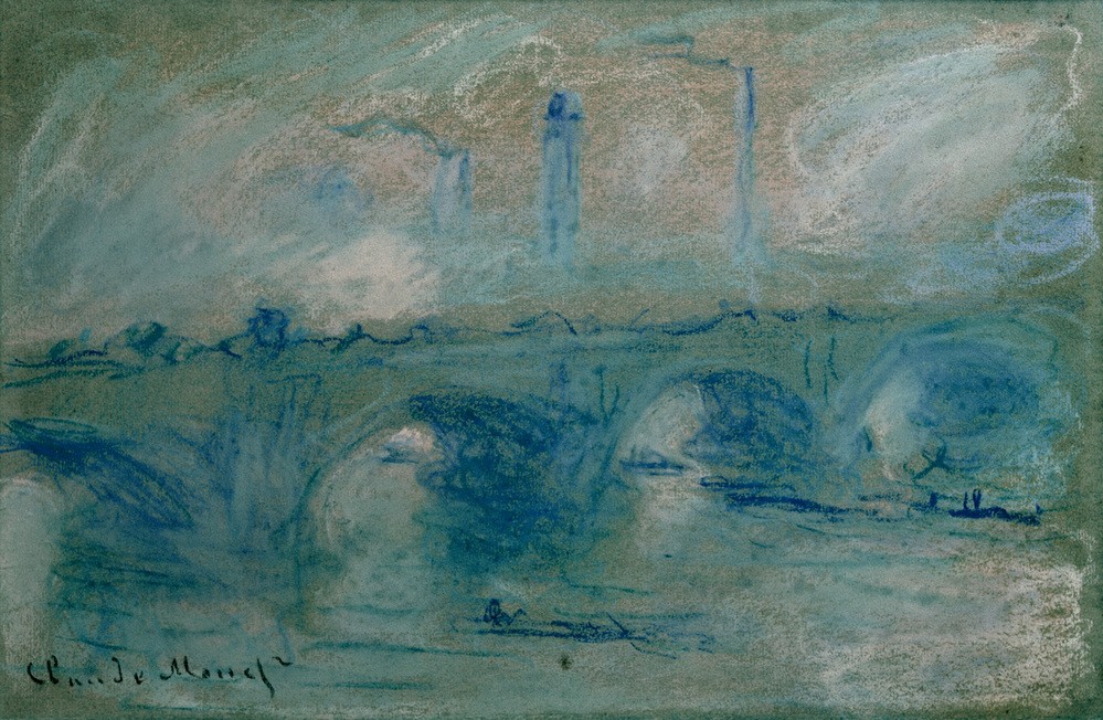 Claude Monet, Waterloo Bridge (Architektur, Brücke, Fluss, diffus, unscharf, Französische Kunst, Impressionismus, Wunschgröße, Wohnzimmer, Klassiker, Malerei,)