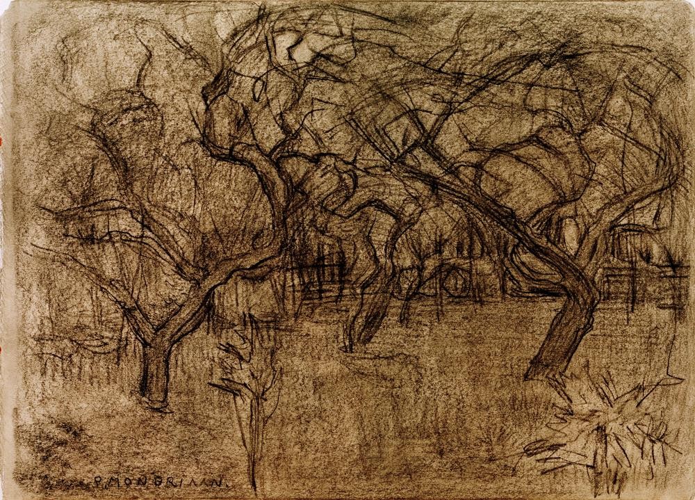 Piet Mondrian, Obstgarten (Botanik,Garten Und Park,Landschaft,Obstbau,Obstgarten,Baum,Niederländische Kunst,Jahrhundertwende,Obstbaum)