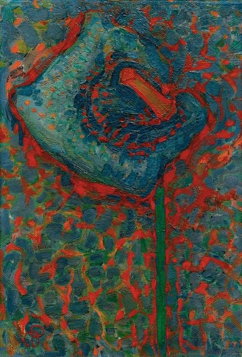 Piet Mondrian, Aronstab (Botanik,Christentum,Kunst,Altes Testament,Bibel,Fauves,Niederländische Kunst,Aarons Grünender Stab,Blau,Blume,Aronstab,Jüdisch-Christlich)