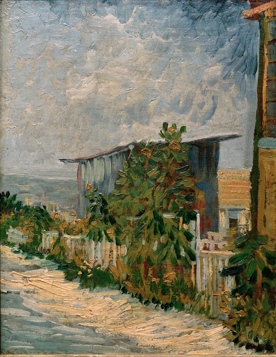 Vincent van Gogh, Schuppen mit Sonnenblumen (Kunst,Sonnenblume,Impressionismus,Zaun,Architekturdarstellung,Gartenzaun,Niederländische Kunst,Schuppen (Gebäude))
