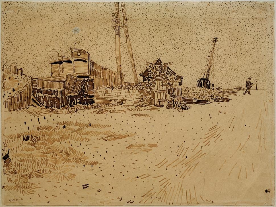 Vincent van Gogh, Lagergelände der Eisenbahn (Eisenbahn, Kran, Lagerhaus, Güterbahnhof, Studie,   Klassische Moderne, Impressionismus, Wohnzimmer, Treppenhaus, Wunschgröße,)