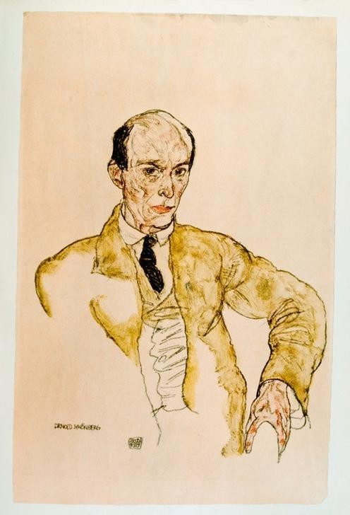 Egon Schiele,  Composer Arnold Schoenberg   (Jugendstil,Portrait)