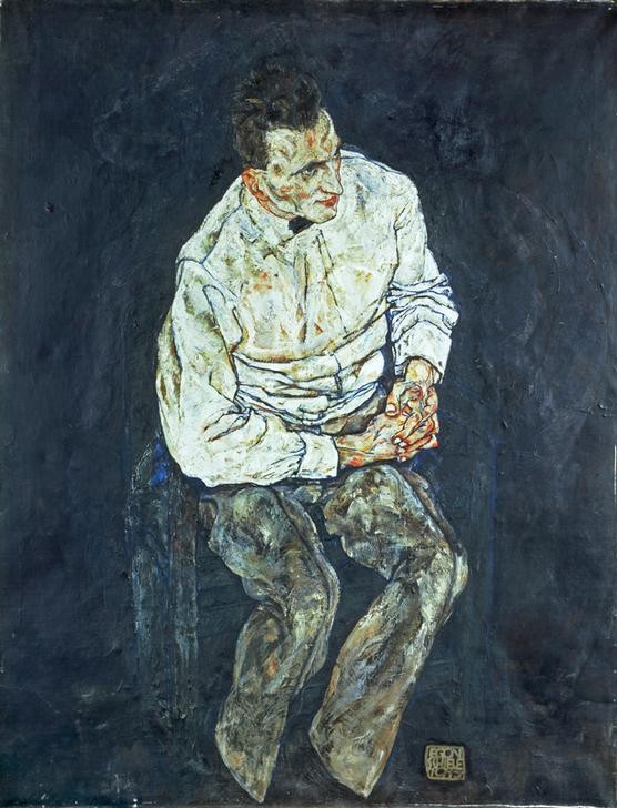 Egon Schiele, Bildnis Karl Grünwald (Wunschgröße, Malerei, Persönlichkeiten, Portrait, Klassische Moderne, People & Eros, Expressionismus, Wohnzimmer, bunt)