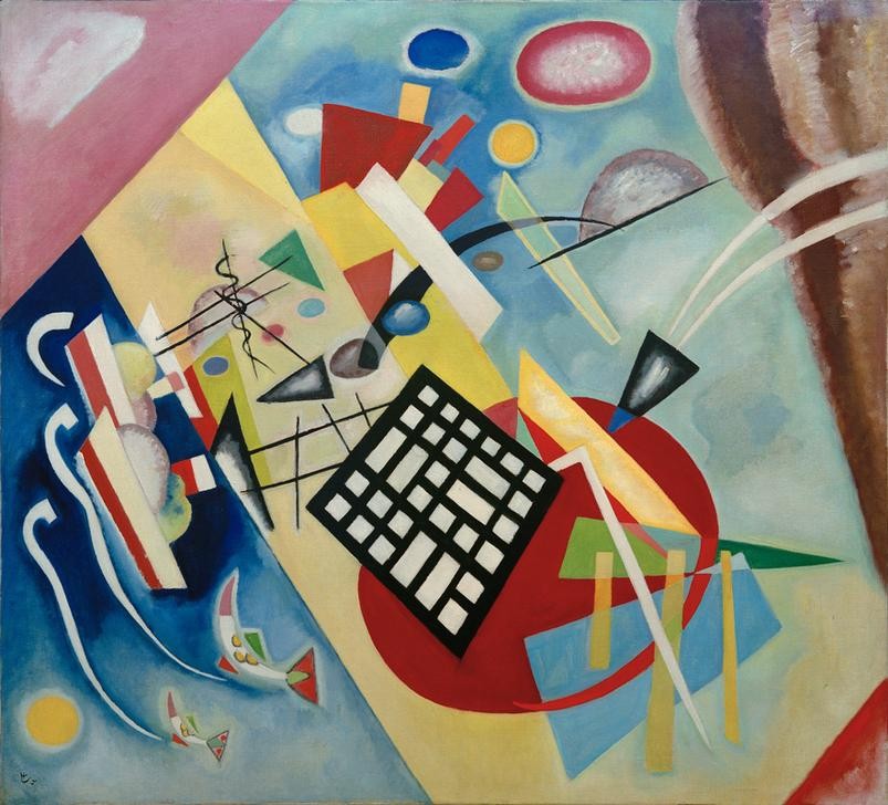 Wassily Kandinsky, Schwarzer Raster (Bauhaus,Geometrie,Kunst,Expressionismus,Geometrisch,Der Blaue Reiter,Abstrakte Kunst,Russische Kunst,Gitter,Monogramm,Abstraktion,Viereck,Form,Farbigkeit,Farbe)