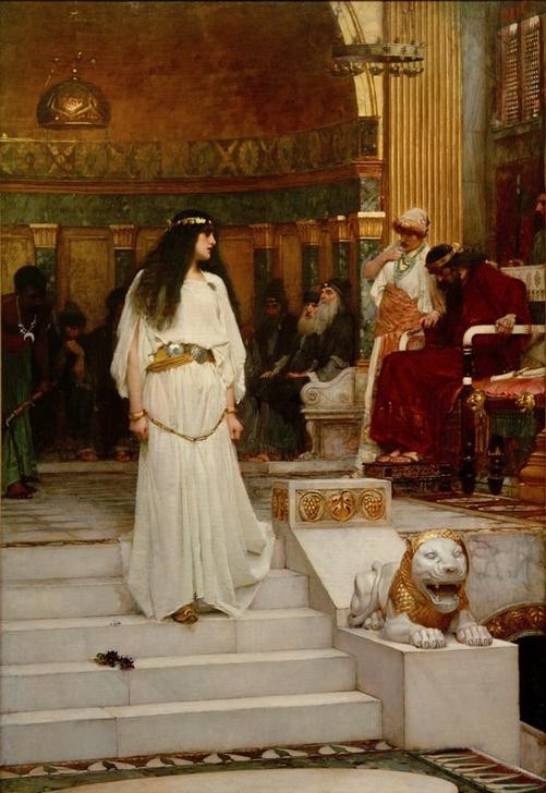 John William Waterhouse, Mariamne (Frau, Prnzessin, Geschichte, Löwe, Treppe, Urteil, Ehebruch, Präraffaeliten, Verleumdung, Fesselung, Klassiker, Wunschgröße)