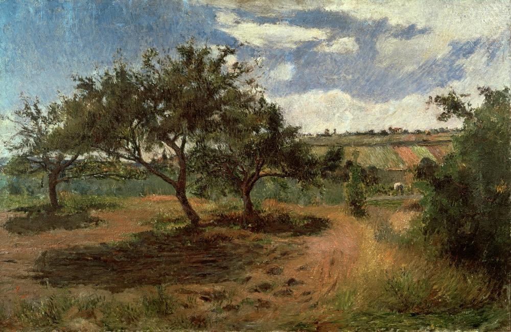 Paul Gauguin, Pommiers en fleurs (III) (Baumblüte,Botanik,Kunst,Landschaft,Obstbau,Impressionismus,Baum,Französische Kunst,Apfelbaum,Schule Von Pont-Aven,Obstbaum,Landwirtschaft)