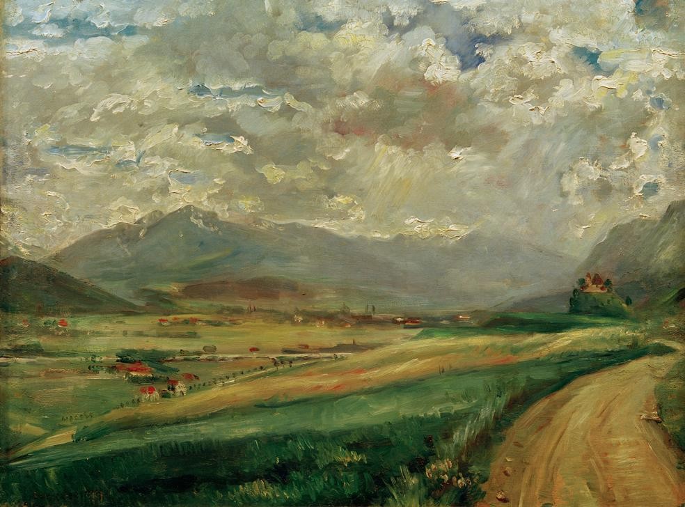 Lovis Corinth, Inntal-Landschaft (Deutsche Kunst,Gebirge,Himmel (Natur),Kunst,Landschaft,Wolke,Impressionismus,Tal)