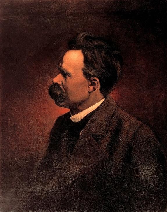 Rudolf Köselitz, Nietzsche-Porträt (Persönlichkeiten, Mann, Philosoph, Philosophie, Portrait, Klassiker, Malerei, Wunschgröße, Wohnzimmer, braun/bunt)